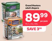 Grand Masters Adult Diapers (M/L/XL/XXL)-Per Pack