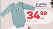 Long Sleeve Body Vests 0-24 Months-Each