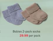 Babies 2 Pack Socks-Per Pack