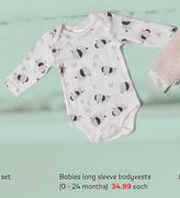 Babies Long Sleeve Bodyvests 0-24 Months-Each