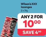 Wilson's XXX Lozenges-For 2 x 31g