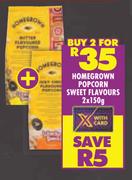 HomeGrown Popcorn Sweet Flavours-For 2 x 150g