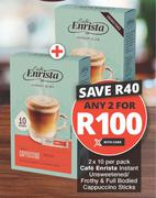 Cafe Enrista Instant Unsweetened/Frothy & Full Bodied Cappuccino Sticks-2 x 10 Per Pack