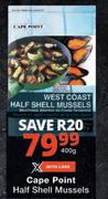 Cape Point Half Shell Mussels-400g