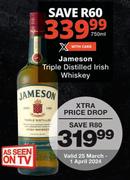 Jameson Triple Distilled Irish Whisky-750ml