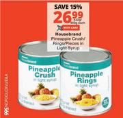 Housebrand Pineapple Crush/Rings/Pieces In Light Syrup-432g/440g Each