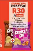 Willards Crinkle Cut Aartappelskyfies Alle Variante-2 x 120g/125g