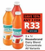 Housebrand Dairy Blend Concentrate All Variants-3 x 1L