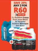 Cappy Fruit Juice Blend 2 x 6 x 200ml/Bonaqua Still Water 6 x 300ml