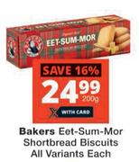Bakers Eet-Sum-Mor Shortbread Biscuits All Variants-200g Each