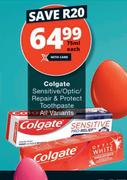 Colgate Sensitive/Optic/Repair & Protect Toothpaste All Variants-75ml Each