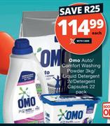 Omo Auto/Comfort Washing Powder 3Kg/Liquid Detergent 2L/Detergent Capsules 22 Pack