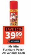 Mr Min Furniture Polish All Variants-300ml Each