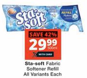 Sta Soft Fabric Softener Refill All Variants-500ml Each