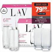 Lav Tuana/Adora Hi Ball Glasses 6 Pack-Per Pack