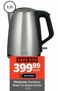 Platinum 1.7L Stainless Steel Cordless Kettle-Each