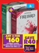 Overmeer Firebird Natural Sweet Rose/White/Smooth Red Wine-For Any 2 x 3Ltr