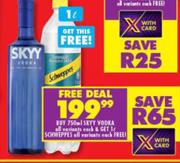 SKYY Vodka 750ml Plus Free Schweppers 1Ltr (All Variants)