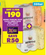 Bernini Sparkling Grape Classic/Amber/Blush Spirit Cooler Cans-For 2 x 6 x 500ml