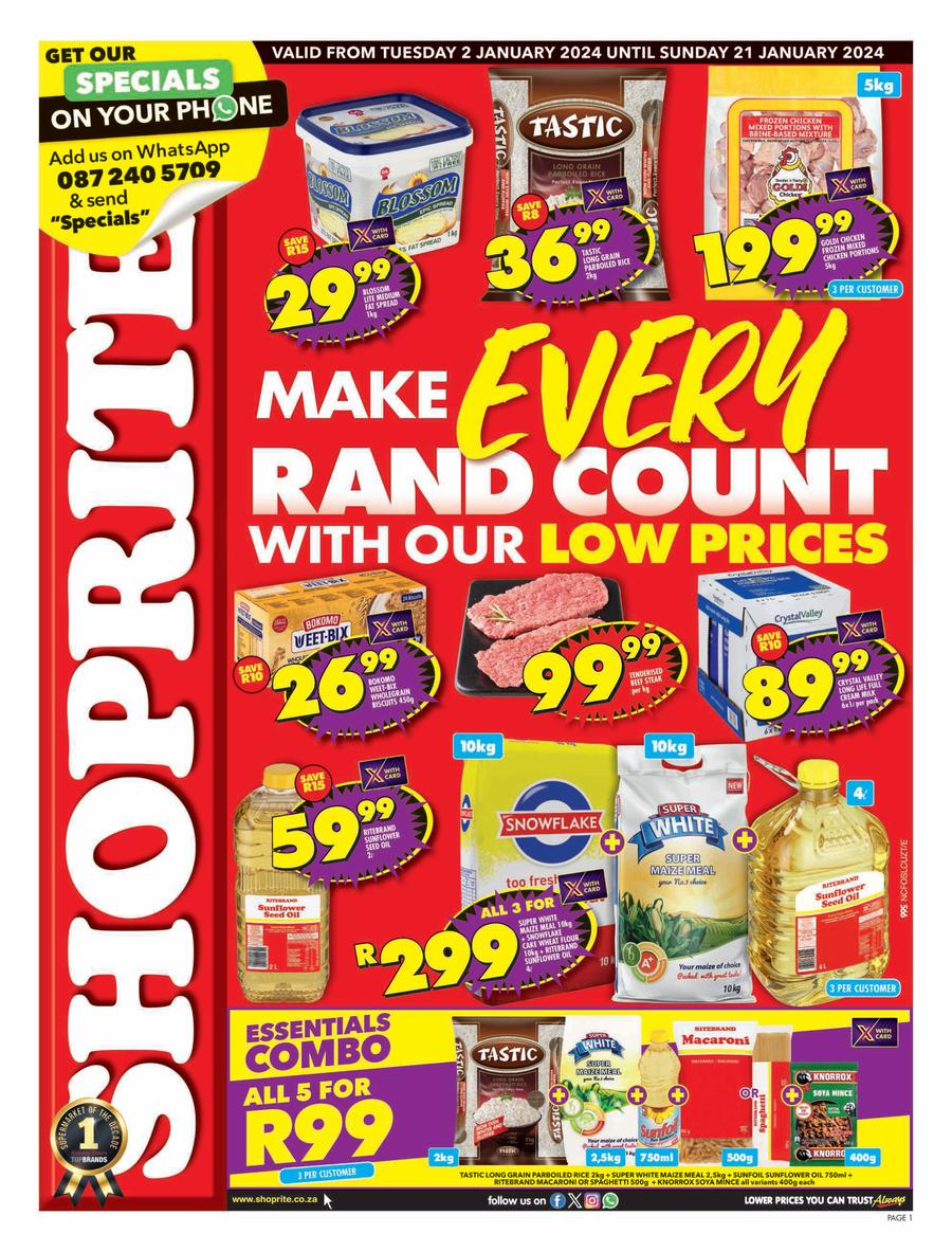 Shoprite Northern Cape & Free State Low Price Savings (2 January 21