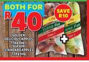Golden Delicious Apples 1.5Kg Bag + Season Standard Apples 1.5Kg Bag-Both For