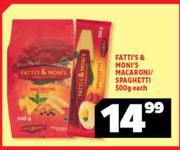 Fatti's & Moni's Macaroni/Spaghetti-500g Each