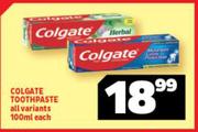 Colgate Toothpaste All Variants-100ml Each