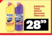 Domestos Thick Bleach All Variants-750ml Each