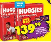 Huggies Dry Comfort Value Pack Disposable Nappies-Per Pack
