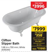 Clifton Slipper Bath-1.68m x 700mm