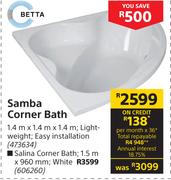 Betta Samba Corner Bath-1.4m x 1.4m x 1.4m