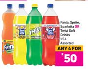 Fanta, Sprite, Sparletta Or Twist Soft Drinks Assorted-For Any 4 x 1.5L