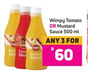 Wimpy Tomato Or Mustard Sauce-For Any 3 x 500ml