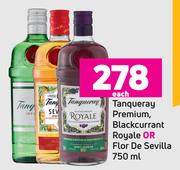 Tanqueray Premium, Blackcurrant Royale Or Flor De Sevilla-750ml Each