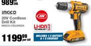 Ingco 20V Cordless Drill Kit INGCO-CDLI20024-Per Kit