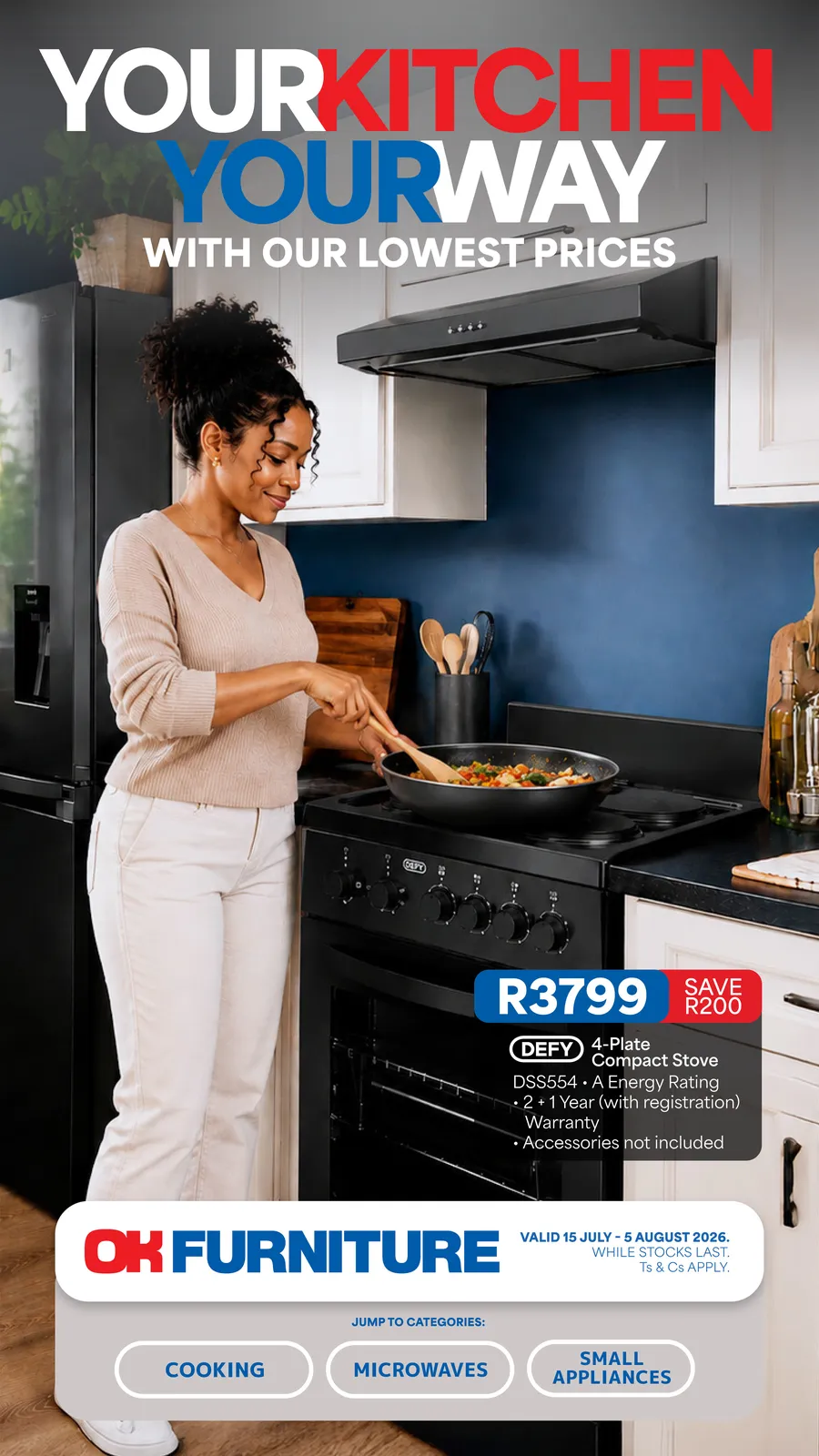 OK Furniture catalogue cover — valid 15 July – 05 August 2026
