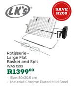 LK's Rotisserie Large Flat Basket & Spit