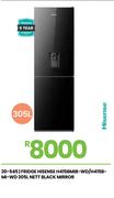 Hisense 305L Nett Black Mirror Fridge H415BMIB-WD/H415B-MI-WD 20-545