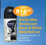 Nivea Men Deodorant Black & White Male Roll-On-50ml Each