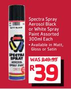 Spectra Spray Aerosol Black Or White Spray Paint-300ml Each