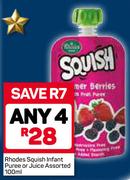 Rhodes Squish Infant Puree Or Juice-4X100ml