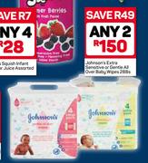 Johnson's Extra Sensitive Or Gentle All Over Baby Wipes-2X288's