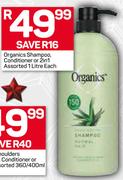 Organics Shampoo, Conditioner Or 2-In-1 Assorted-1L Each
