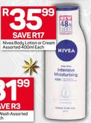 Nivea Body Lotion Or Cream-400ml Each