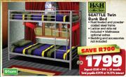 H&H Collection Seattle Twin Bunk Bed
