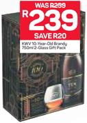 KWV 10-Year-Old Brandy-750ml & 2-Glass Gift Pack