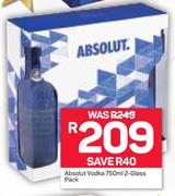 Absolut Vodka-750ml & 2-Glass Pack