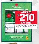 Tanqueray London Dry Gin-750ml & Single Glass Gift Pack