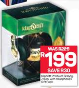 Klipdrift Premium Brandy-750ml & With Headphones Gift Pack