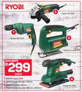 Ryobi 500W Impact Drill, 650W Angle Grinder, 400W Jig Saw 55mm, Or 150W Orbital Sander 90x187mm-Each
